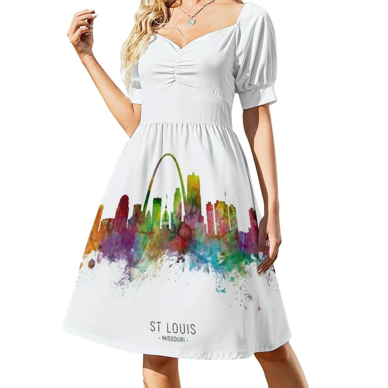 

St Louis Missouri Skyline Short-Sleeved Dress Long dress women evening dress long women Party dresses for women