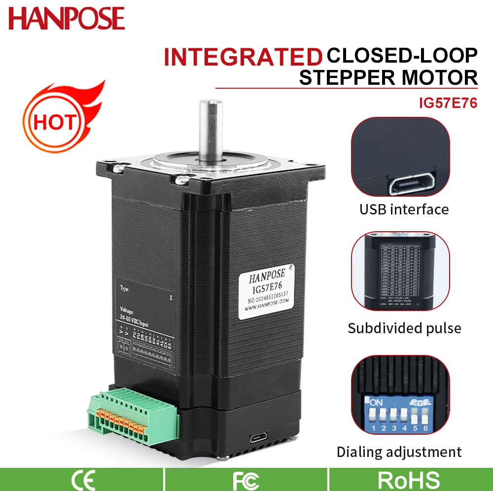 

2.8A 1.89N.M IG57E76 MENA23 Integrated closed-loop stepper drive Industrial automation, medical technology, robotics technology