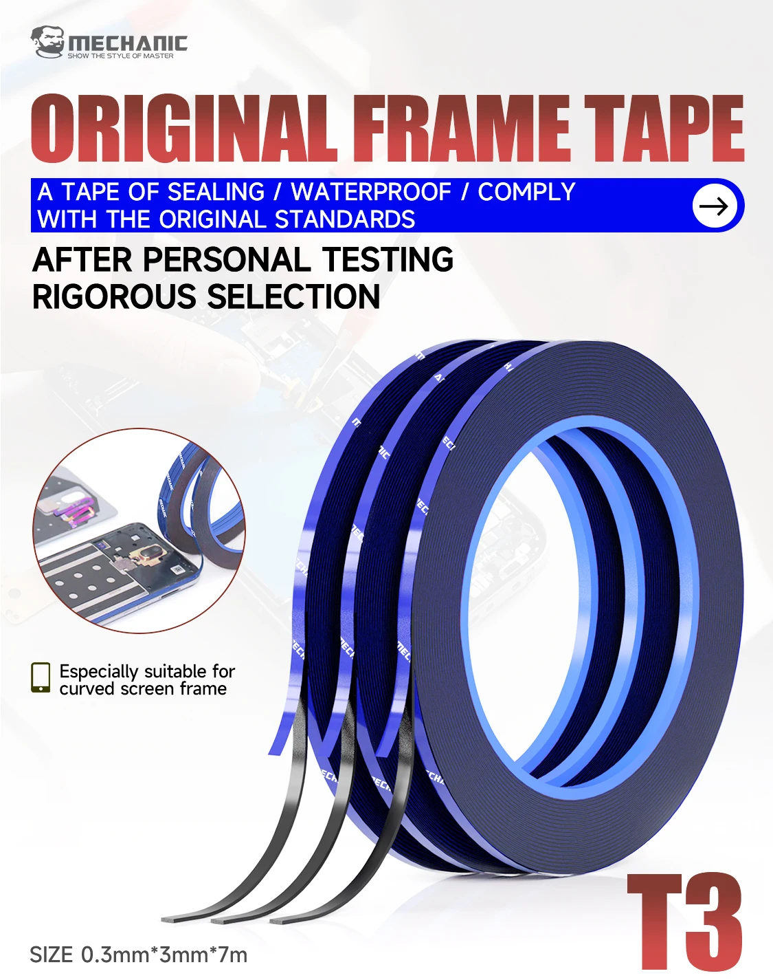 MECHANIC OFFICIAL T3 Original Screen Frame Tape Mobile Phone Tablet Sealing Waterproof Highly Fitting Repair Bonding Repair Tool