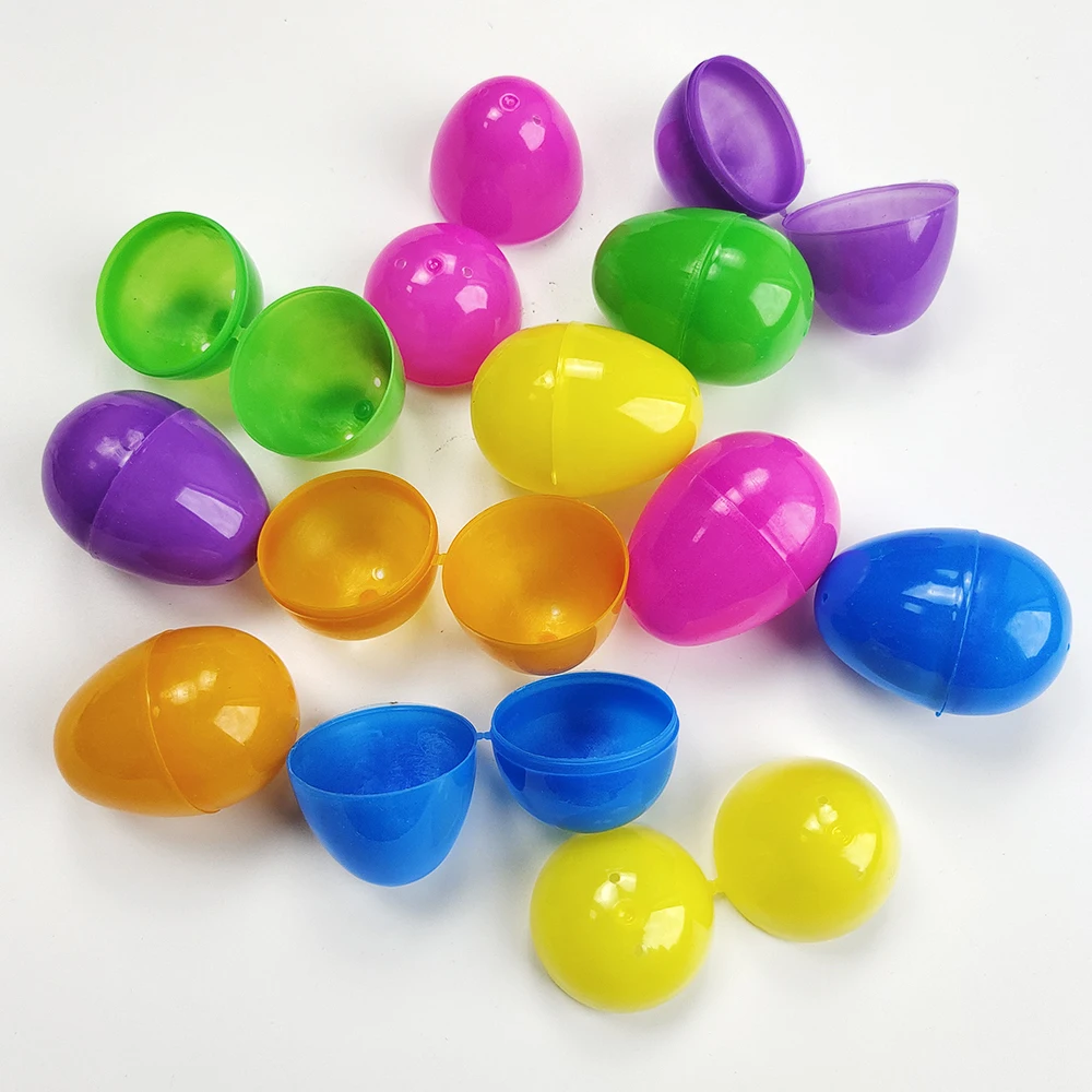 12/24/50Pcs Easter Fillable Eggs Colorful Plastic Candy Gift Opening Packing Box Happy Easter Party Home Decoration Kids Favors