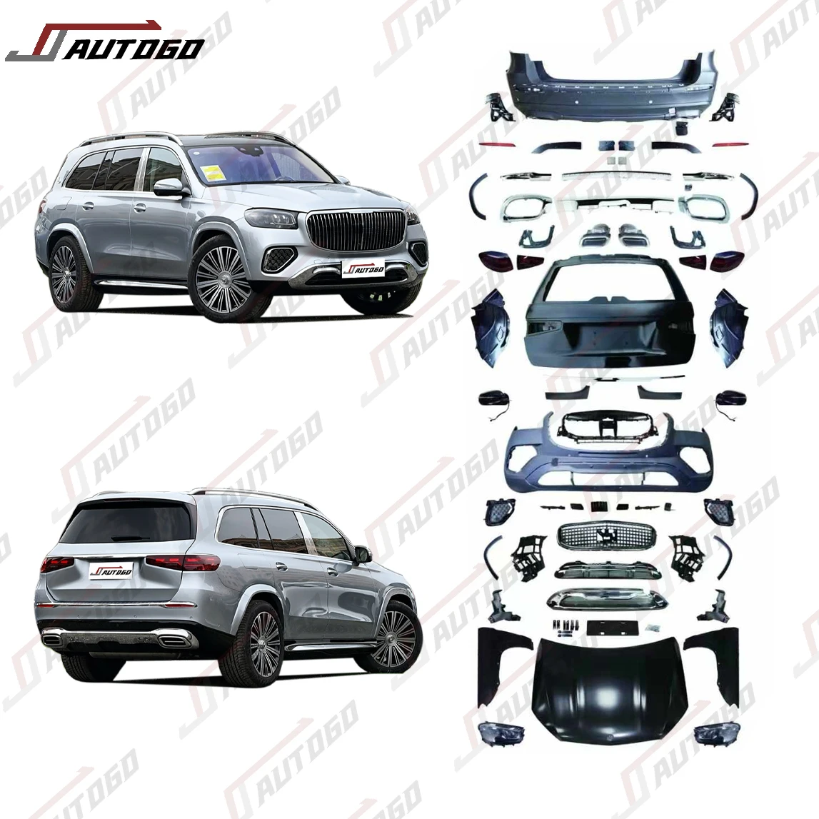 Auto Modification Conversion Body Kit for Mercedes-Benz X166 GL GLS 2013-2019 Upgrade to 2024 Maybach Front Rear Bumper Assembly