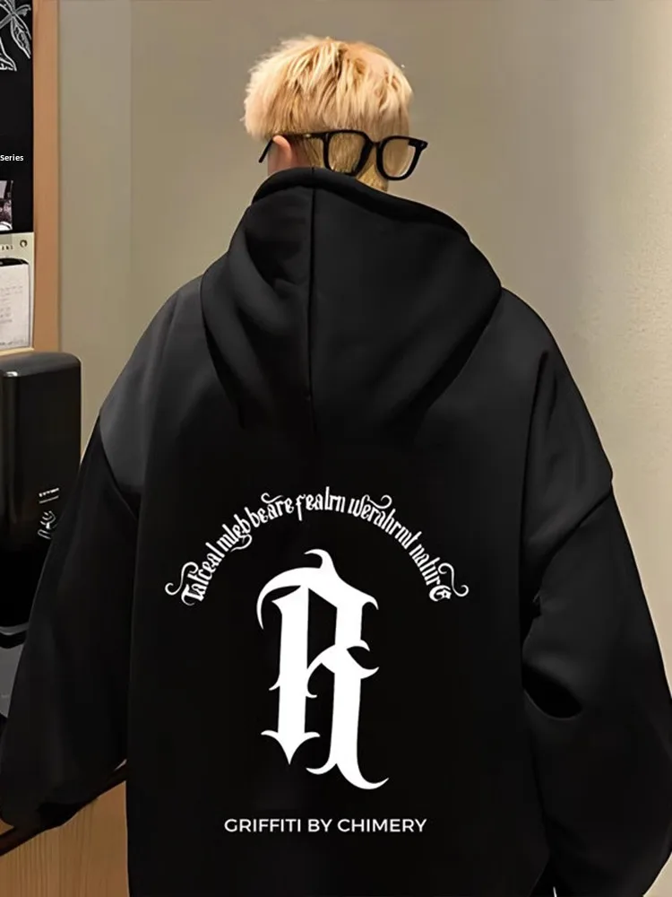 

Американское худи High Street 500г, утепленное, осеннее, мужское, модное, в стиле хип-хоп, с принтом, повседневное, свободного кроя