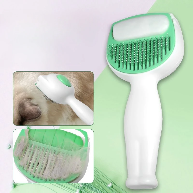 Cat Grooming Brush Pet Hair Removal Comb for Cat Dog Long Hair Short Hair Cleaning Comb 2 in 1 Cat Trimming Brush Pet Supplies