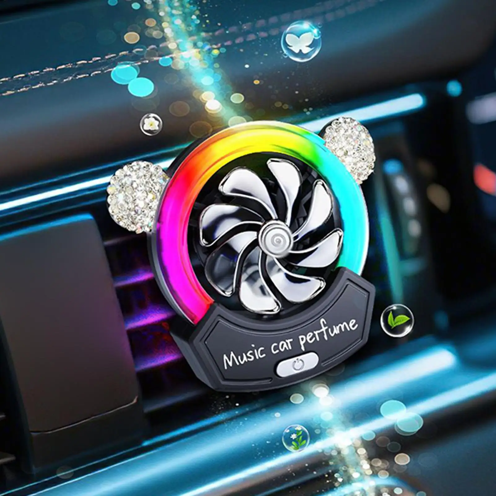 Clipe de ventilação difusor de carro 360 graus ambientador de ar do carro clipe de ventilação difusor perfume aromaterapia fragrância iluminação led para