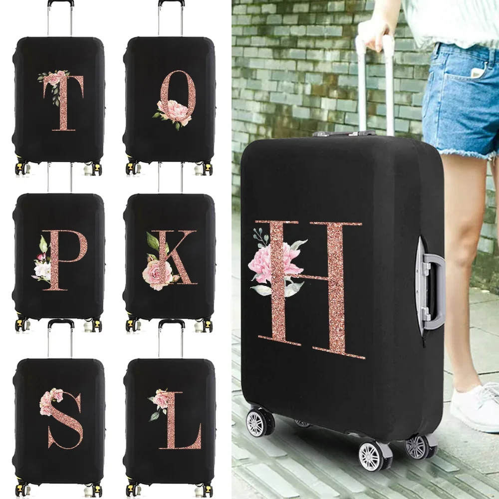 Rose Gold Letter Print Travel Essentials Suitcase Cover, Viajando Acessórios Bag, Trolley mala protetora, 18 "a 32"