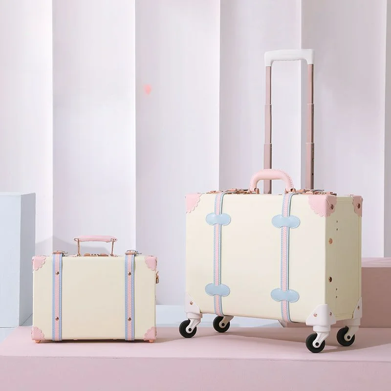 

Travel suitcase on wheels set Retro 18 inch trolley luggage bag fashion women Carry on Luggage Handbag Travel Bag valises