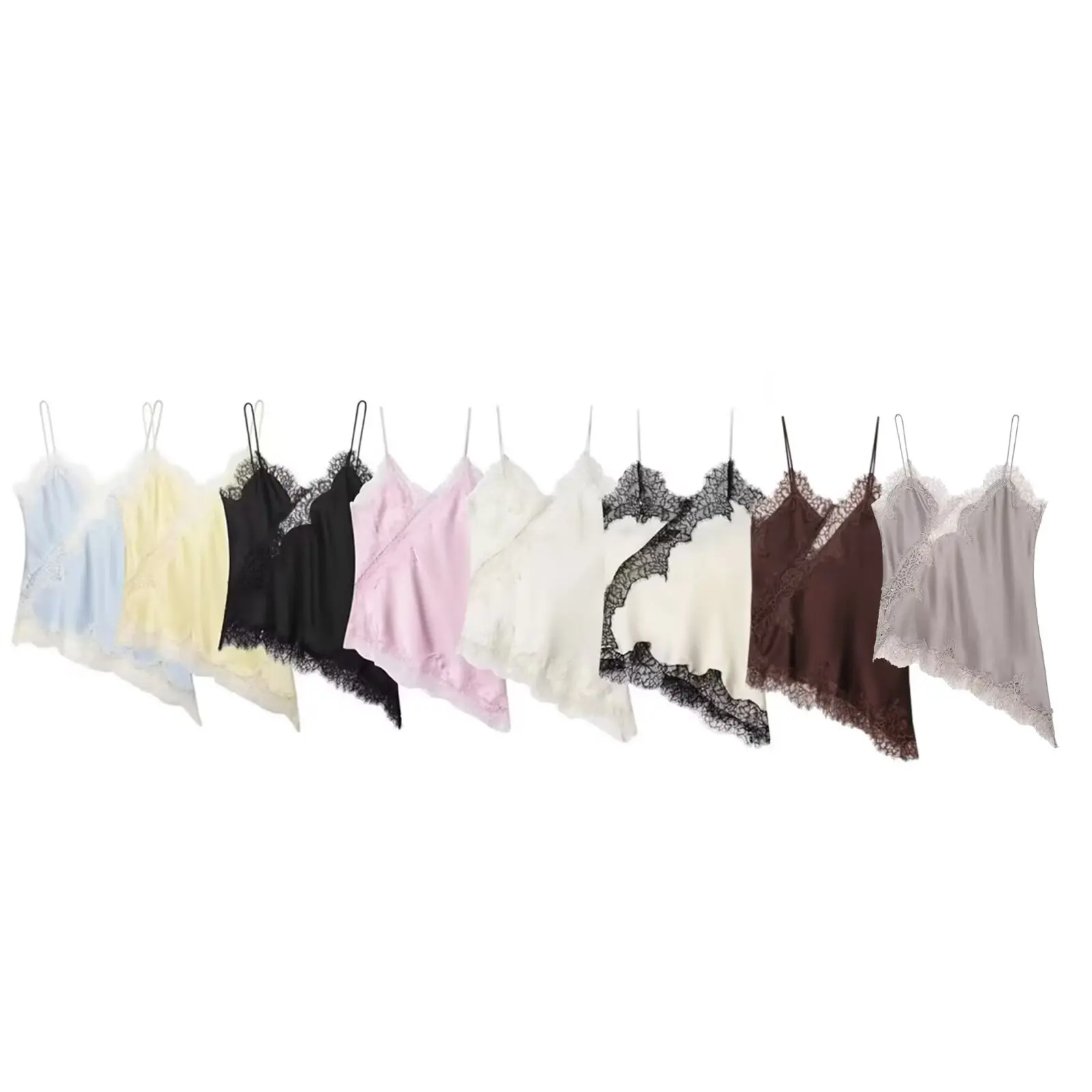 HH Sexy Frauen Asymmetrische Spitze Slip Tops Sommer Weibliche Backless Ärmel Off Schulter Unterwäsche Tanks Elegante Strand Leibchen – Detail 2