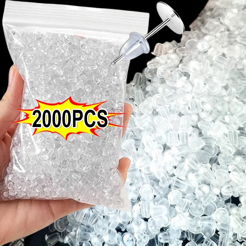 500/2000PCS ยางซิลิโคนหูกลับ Stoppers แหวนทองแดงแฮมเบอร์เกอร์ปลั๊กอุดหูสําหรับเครื่องประดับทําแฟชั่น DIY ต่างหูอุปกรณ์เสริม