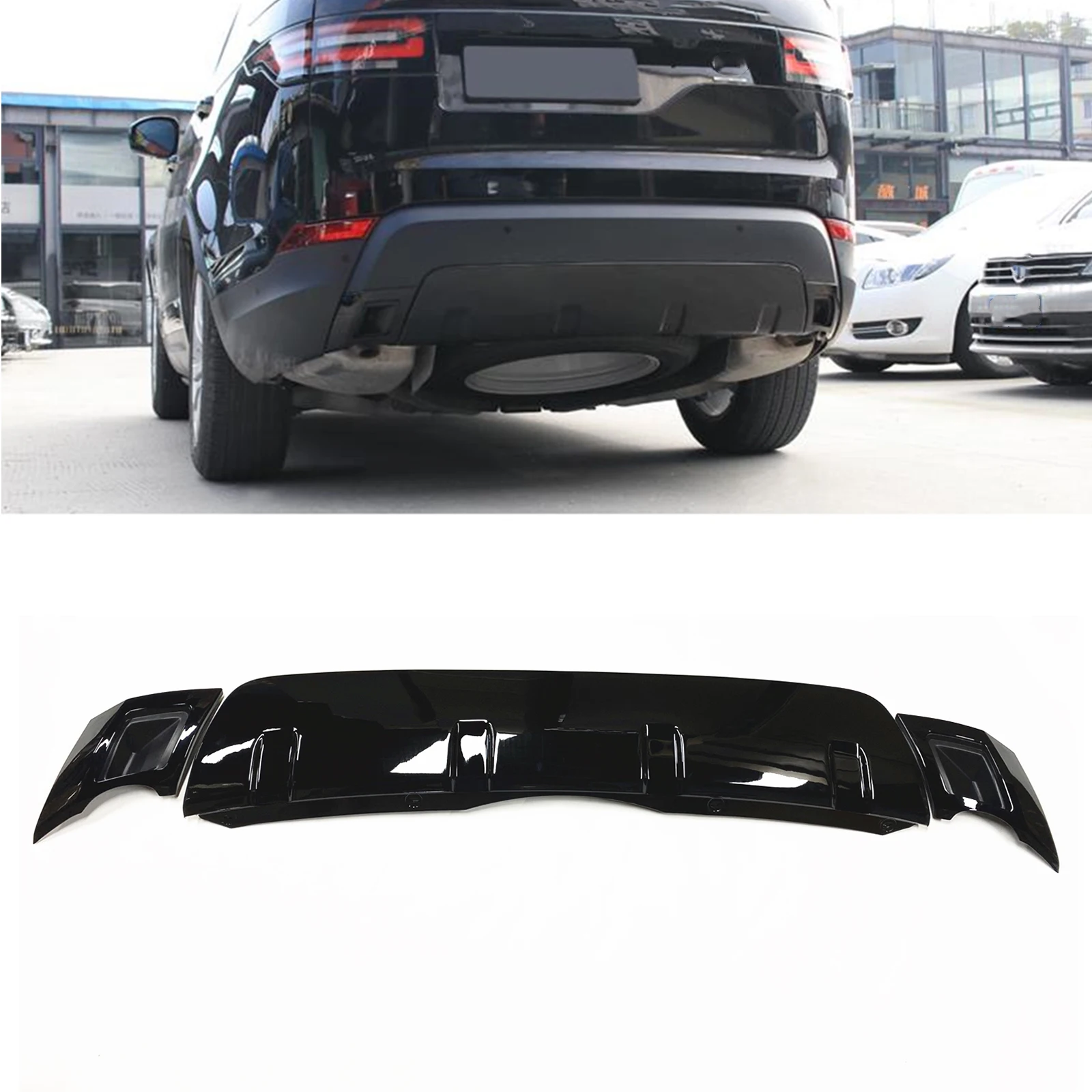 For Land Rover Discovery 5 2017-2023 LR061302 Car Rear Bumper Skid Plate Guard Board Spoiler Lip Tow Hook Trailer Cover Splitter