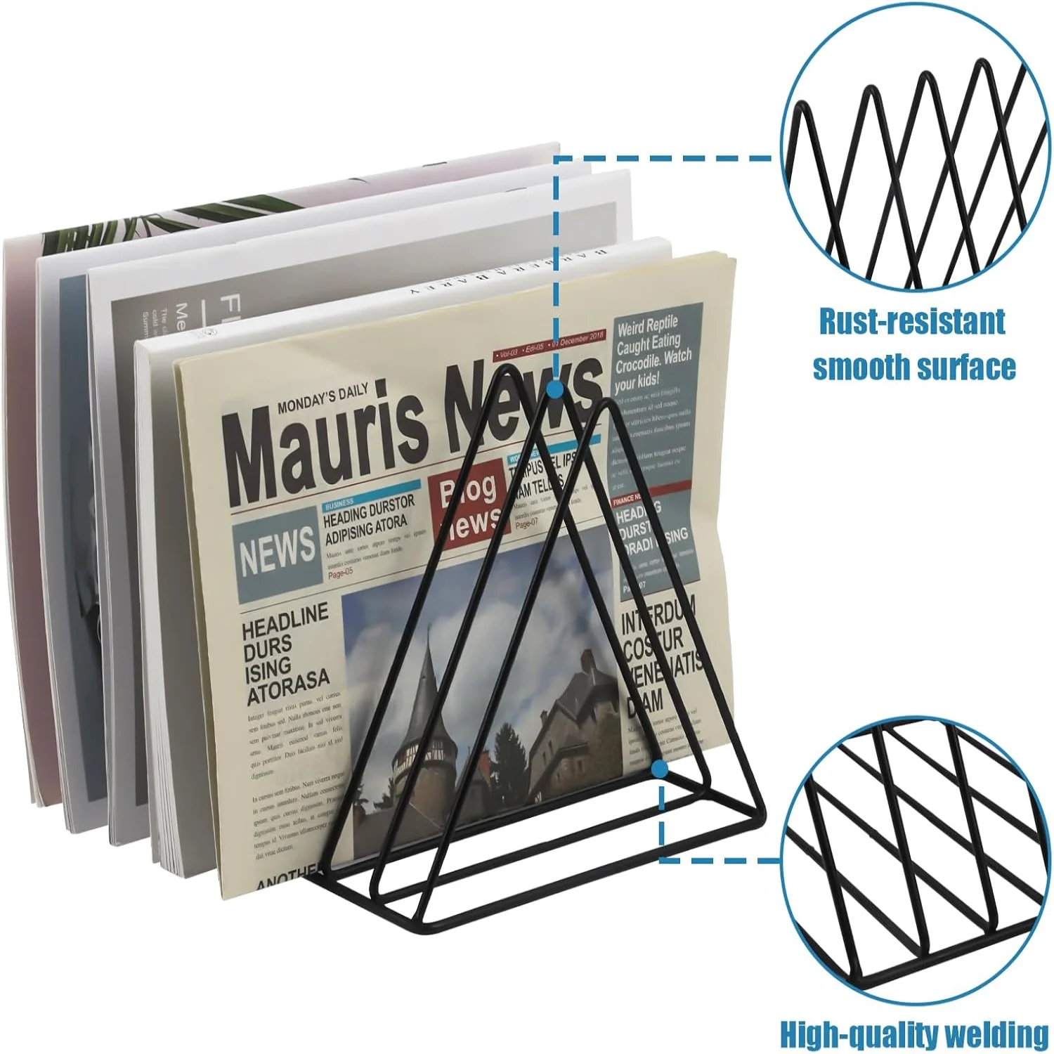 Tempat Rekaman Vinil 7 Slot, Rak Display Album Majalah Logam Anti Karat Pengatur File Desktop, Penyortir Koran Surat Kertas