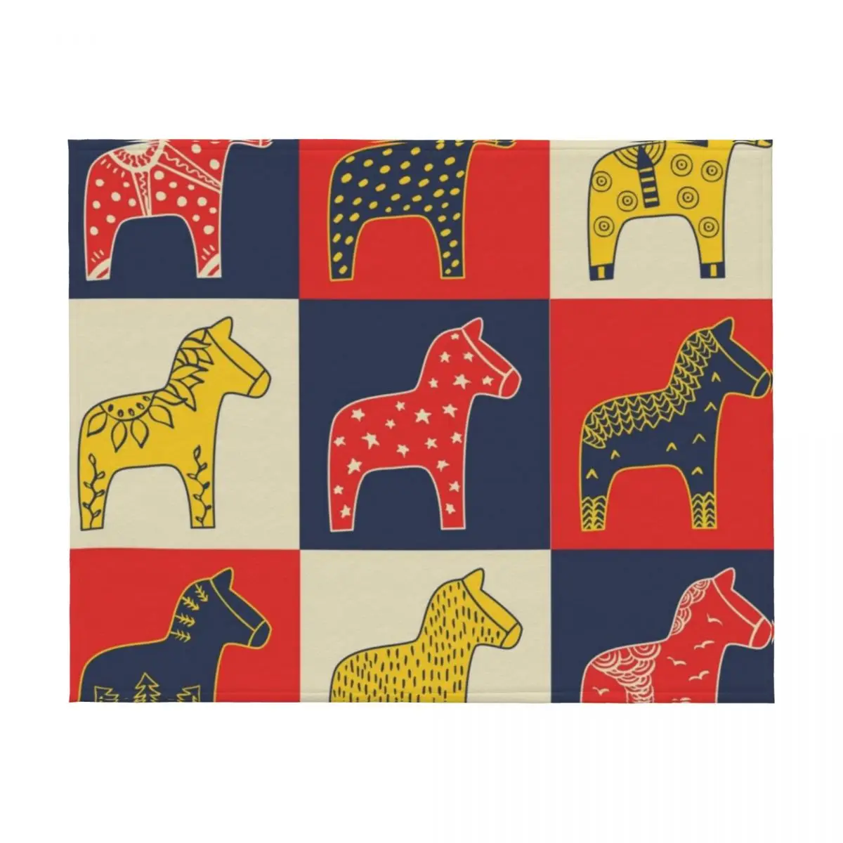 BEST SELLER _ Swedish Dala Horse Throw Blanket Custom Weighted Retros heavy to sleep Blankets