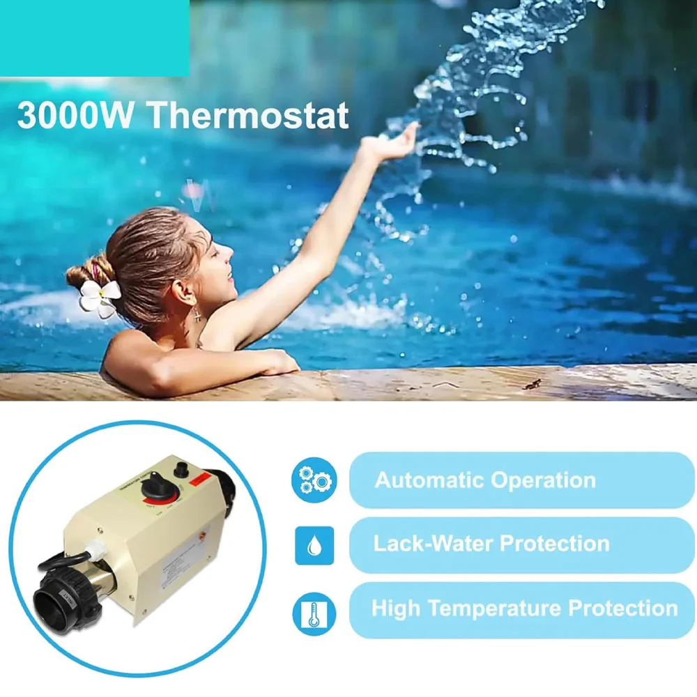 3KW Mini Electric Water Heater Thermostat Bathtub SPA Bath For Massage Hot Tub & Jacuzzi Heating  for 220V ONLY B-M3
