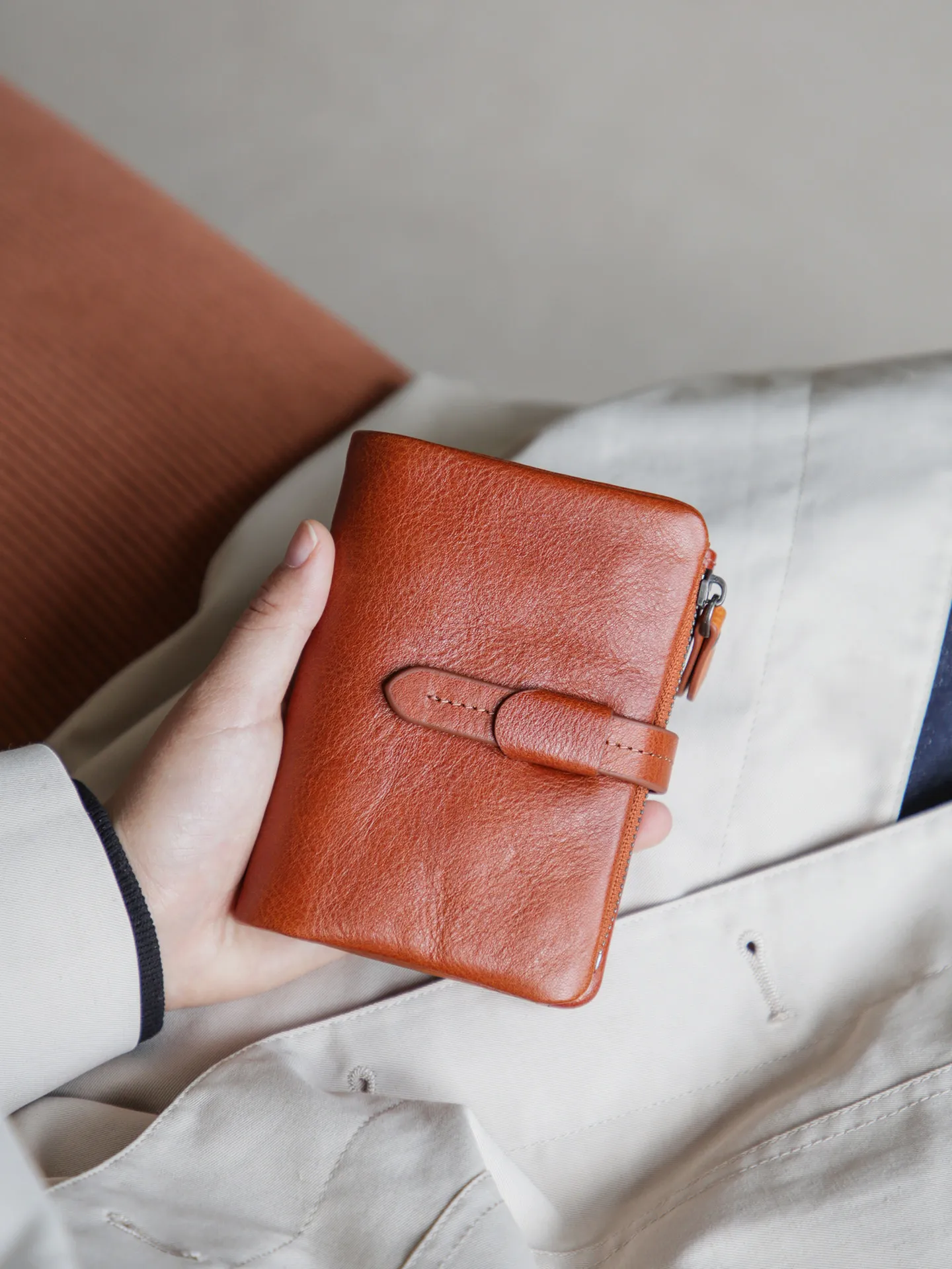 Vintage high-quality first layer cowhide women's large wallet capacity casual  fashion luxury handmade ID card holder coin purse