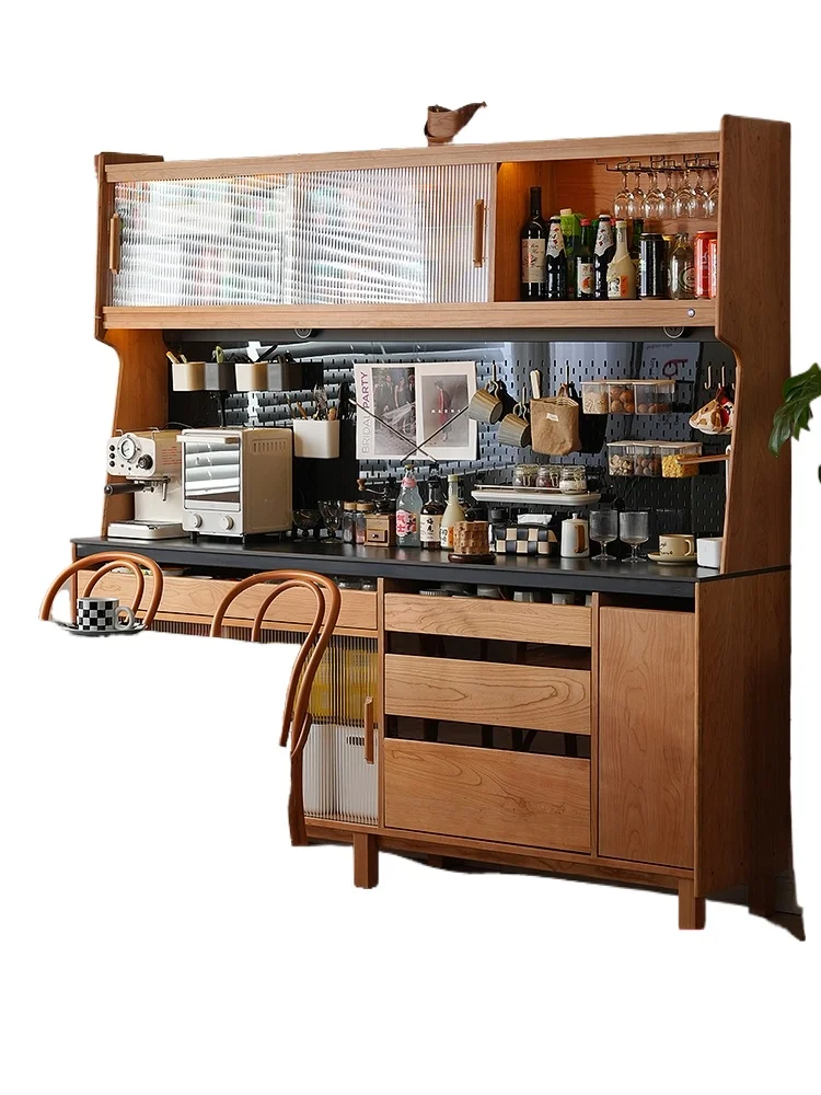 

Furniture Solid wood rock slab dining side cabinet Nordic cherry wood home kitchen locker storage integrated locker