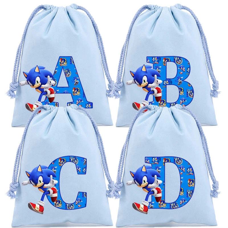 Sonics Drawstring Cartoon Letters Gift Bag Cosmetic Bag Portable Storage Organize Bag Fabric Draw Pocket ToiletryBag Anime Gifts