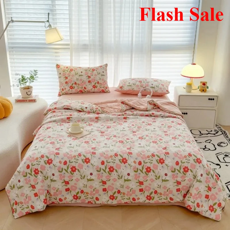 Lightweight Quilt Wrinkle Resistant Washed Cotton All Season Comforter Single Double Bed Air Conditioning Duvet