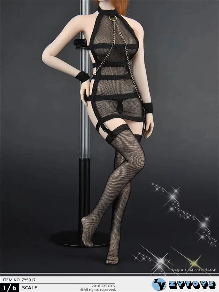 ZYTOYS ZY5017 1/6 여성 군인 패션 메쉬 시스루 속옷 스타킹 의류 세트 12'' 액션 피규어 재고 있음