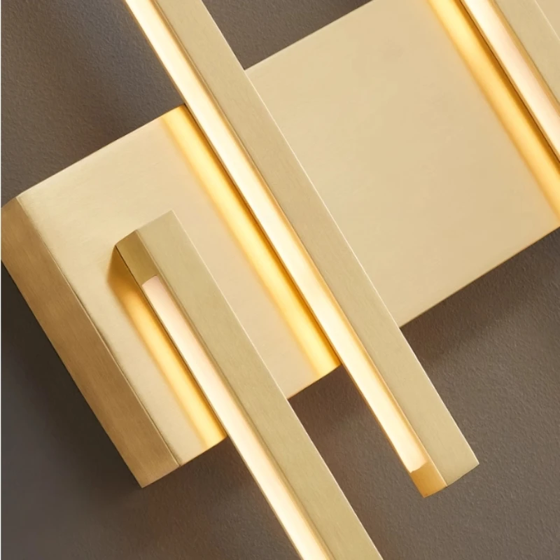 2024 New Copper Minimalist Wall Lamps Gold Black Rectangle Strip Lighting for Room Corridor Villa Hotel Art Decor LED Wall Light image 5
