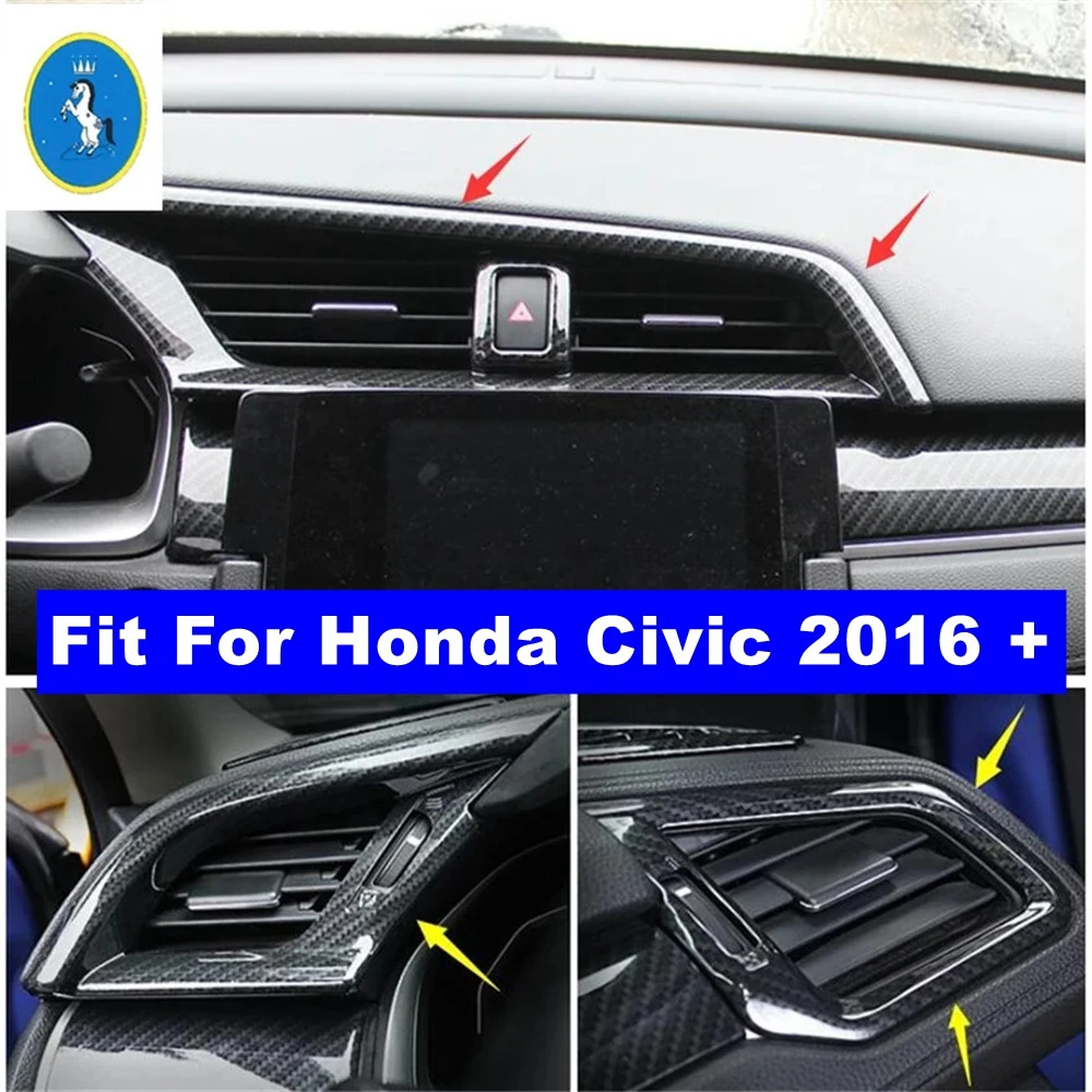 

Car Front Inside Air Conditioning AC Outlet Vent Frame Cover Trim For Honda Civic 2016 - 2020 Carbon Fiber Interior Accessories