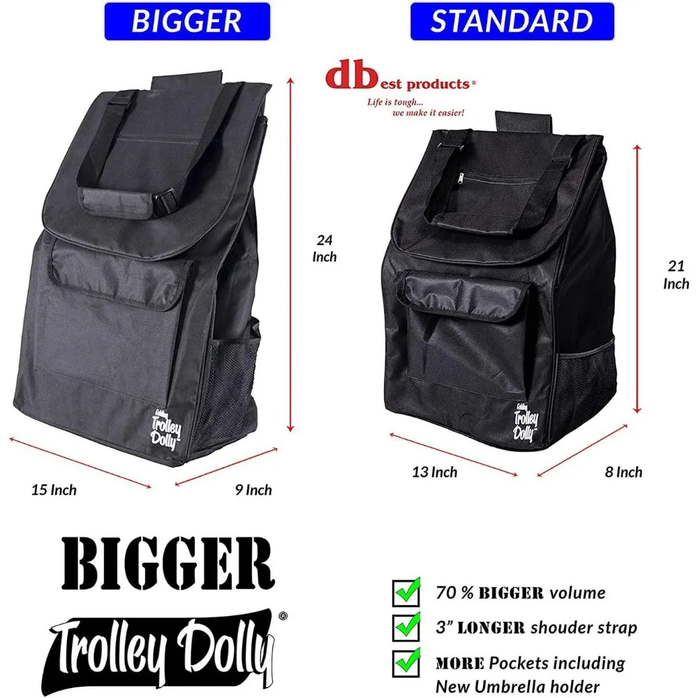 عربة تسوق قوية قابلة للطي - عربة دوللي سوداء لزراعة البقالة