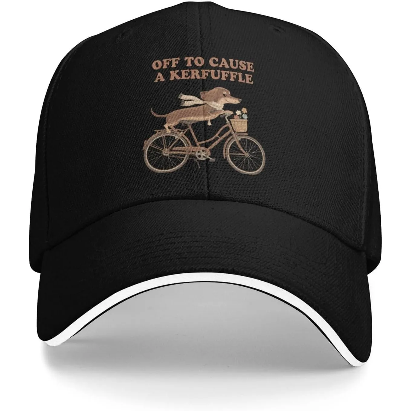 Dachshund Riding Bicycle Off To Cause A Kerfuffle Baseball Cap Casual Polyester Adult Cap