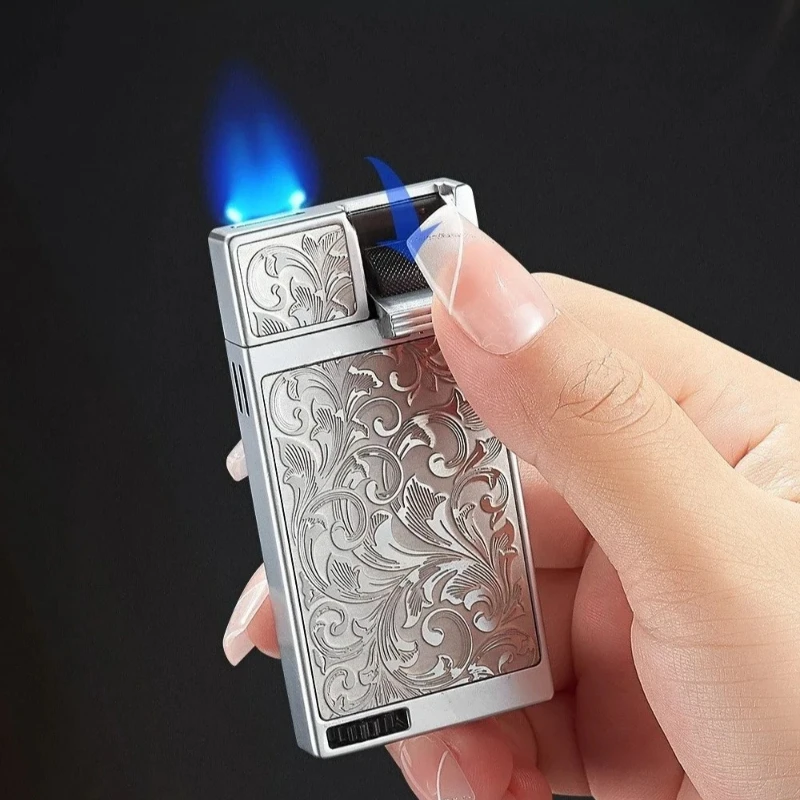 High Beauty Leverage Press Ignition Windproof Lighter Perspective Window Strong Direct Charge Cigarette Lighter Men's Gift