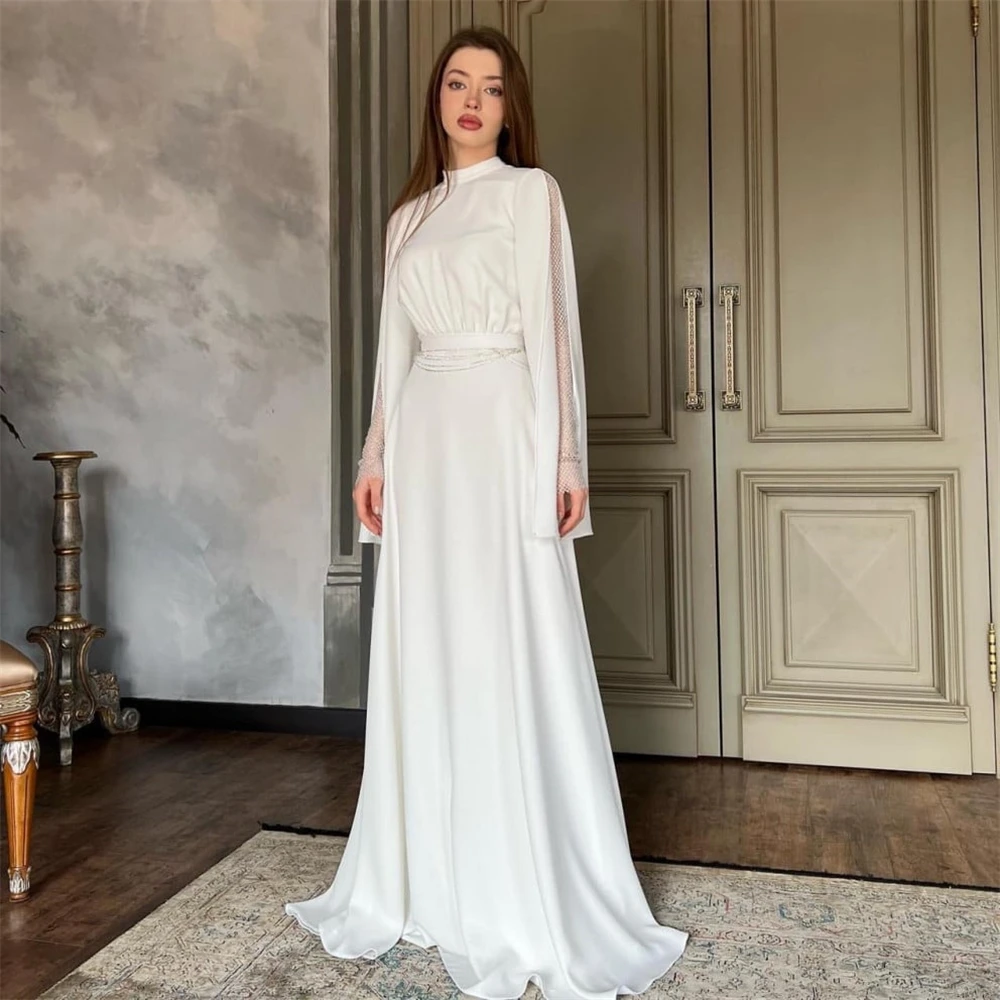 

Customized High Neck فستان سهرة فساتين سهره Beads Long Sleeve السهرة للحفلات الراقصة Formal Occasion Gown