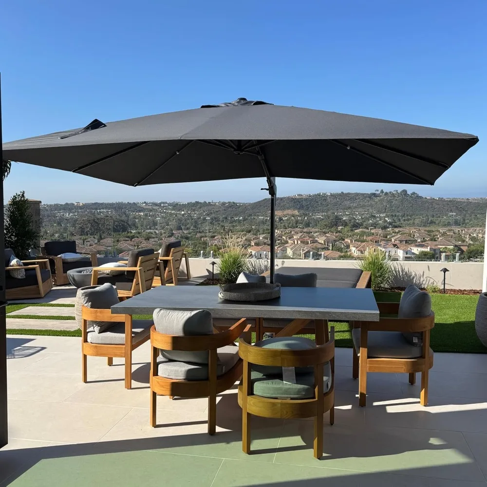 

9' X 12' Left-right Tilt Patio Umbrella, Outdoor Cantilever Swivel Rectangle Umbrella, with Tilt Aluminum Offset