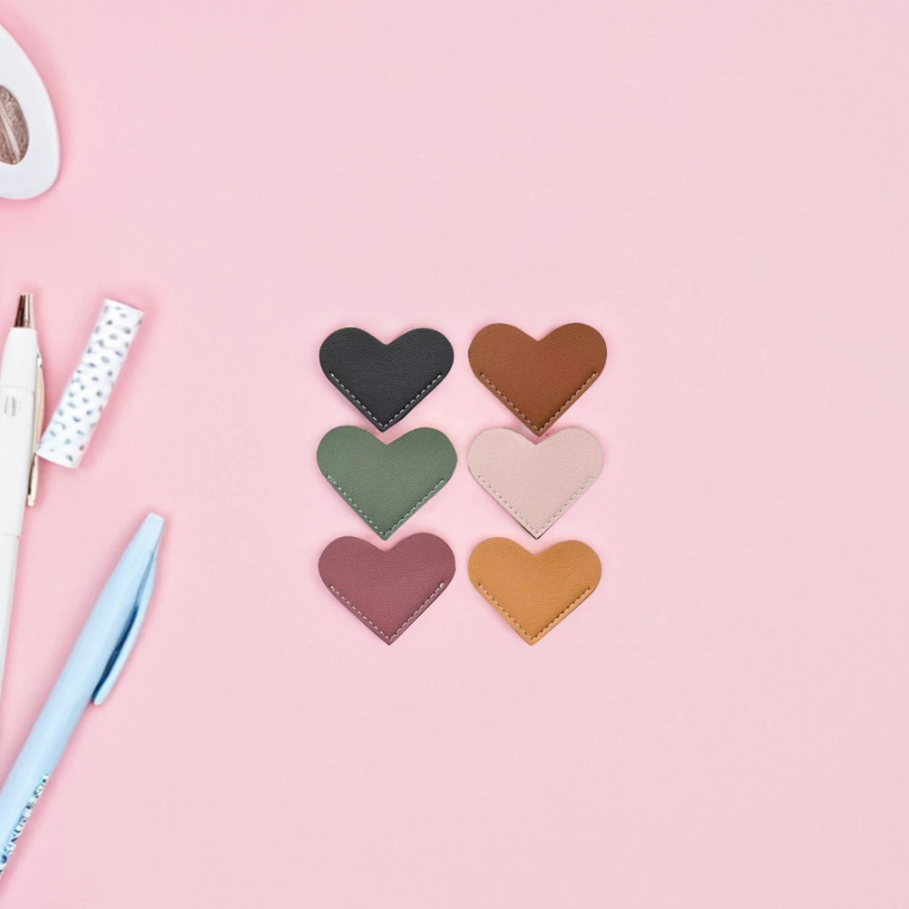

6pcs Heart Shaped Bookmarks Cute Student Reading Accessories Lightweight Portable Corner Page Markers Stylish Design