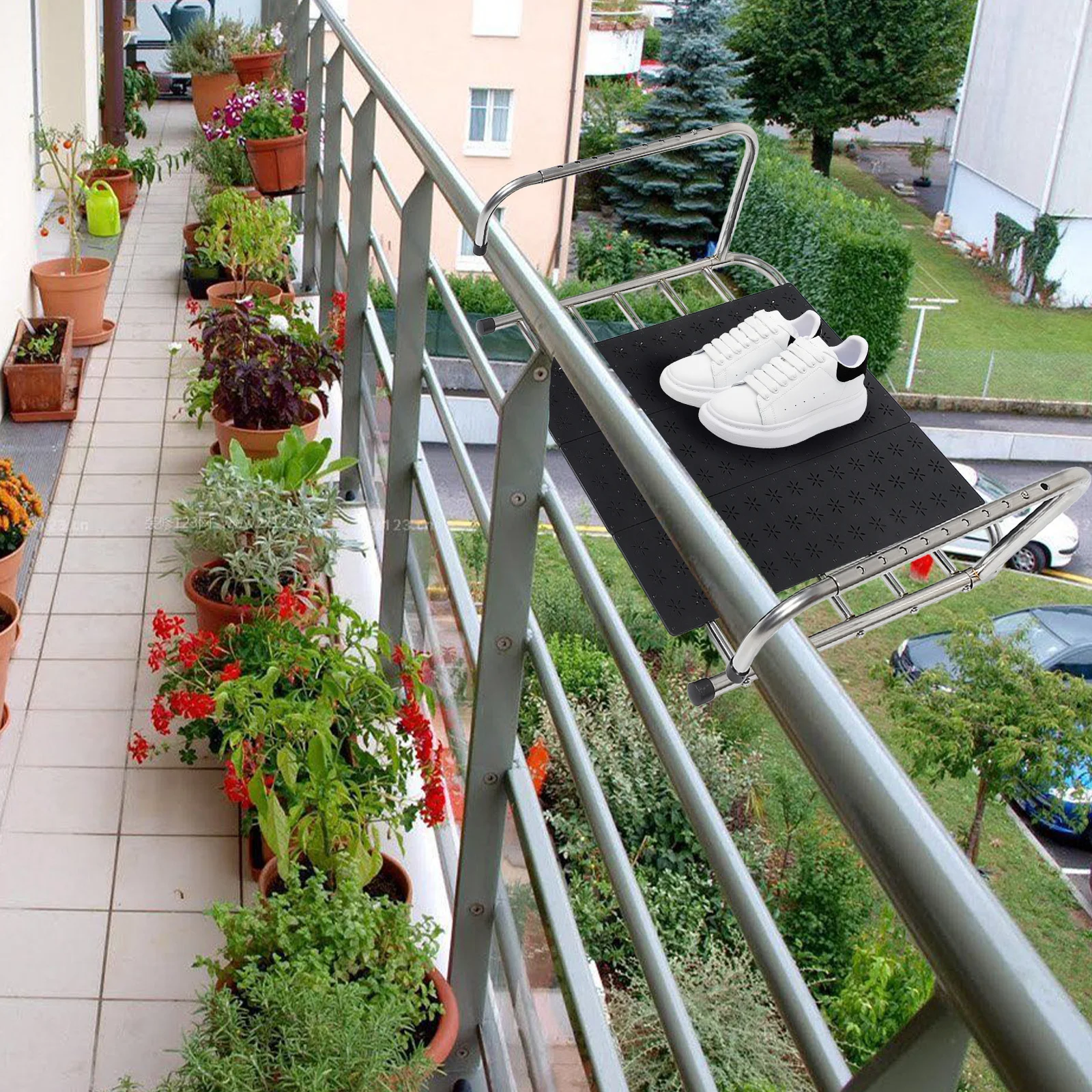 

Stainless Steel Clothes Drying Rack Adjustable Length Balcony Laundry Hanger Retractable Window Cloth Holder