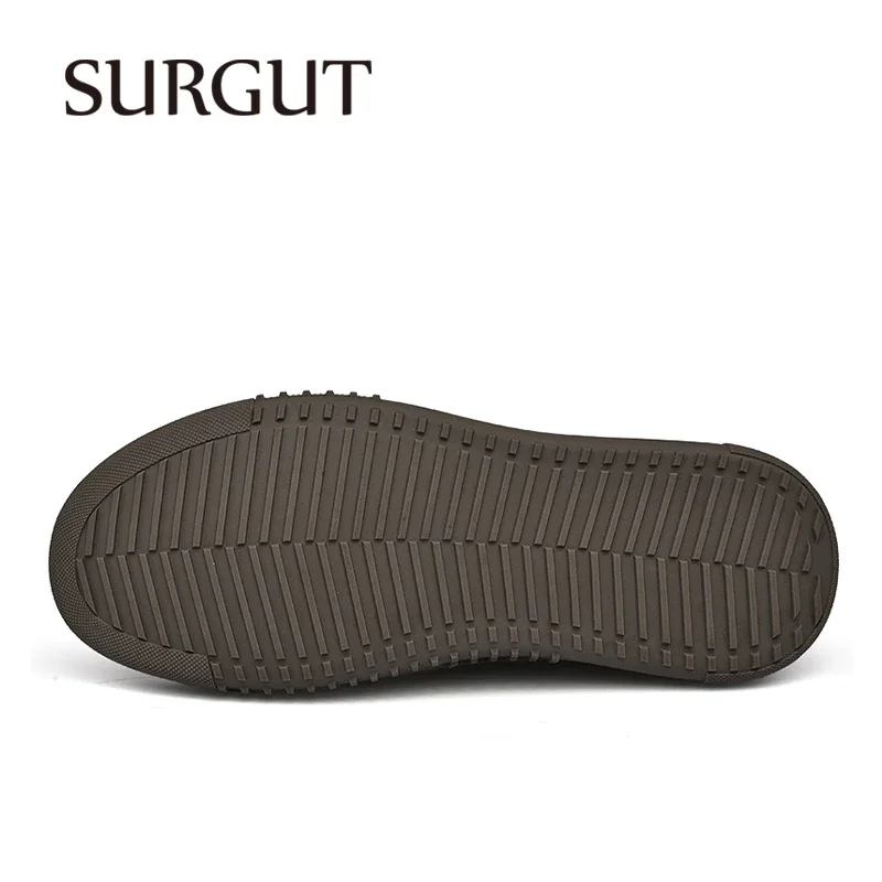 SURGUT Autumn Winter New Luxury Men\'s Leather Shoes Comfortable Oxford Fashion Walking Shoes Non-slip Rubber Sole Man Shoes