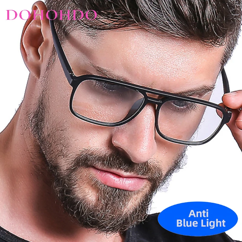 

Vintage Twin Bridge Pilot Anti Blue Light Computer Glasses Frame Women Men New Brand Designer Classic Big Frame Eyeglasses Очки