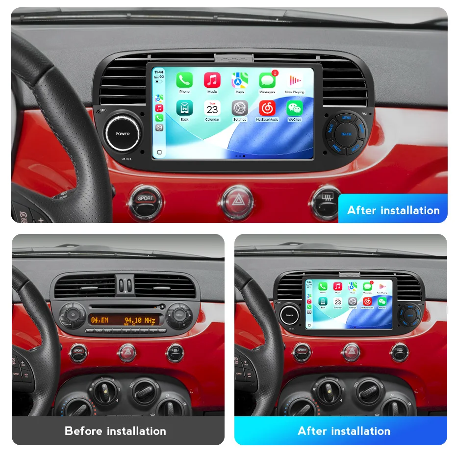 MEKEDE Linux Car Radio For Fiat 500 2007 - 2015 Wireless CarPlay Android Auto GPS Car Multimedia Player FM WIFI Stereo Head Unit