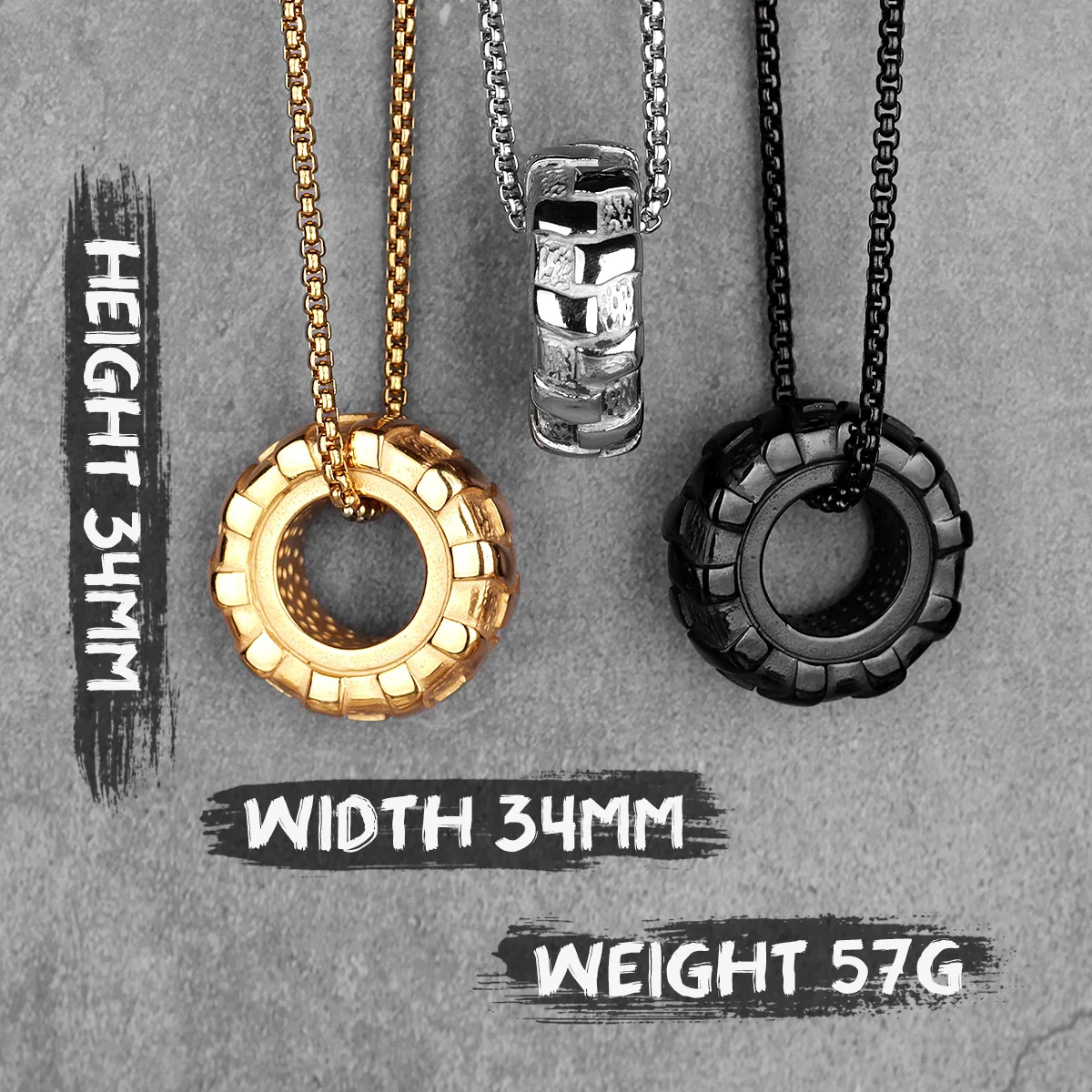 Tire Fitness Gym Mens Long Necklaces Pendants Chain Hip Hop for Boy Male Stainless Steel Jewelry Creativity Gift Wholesale