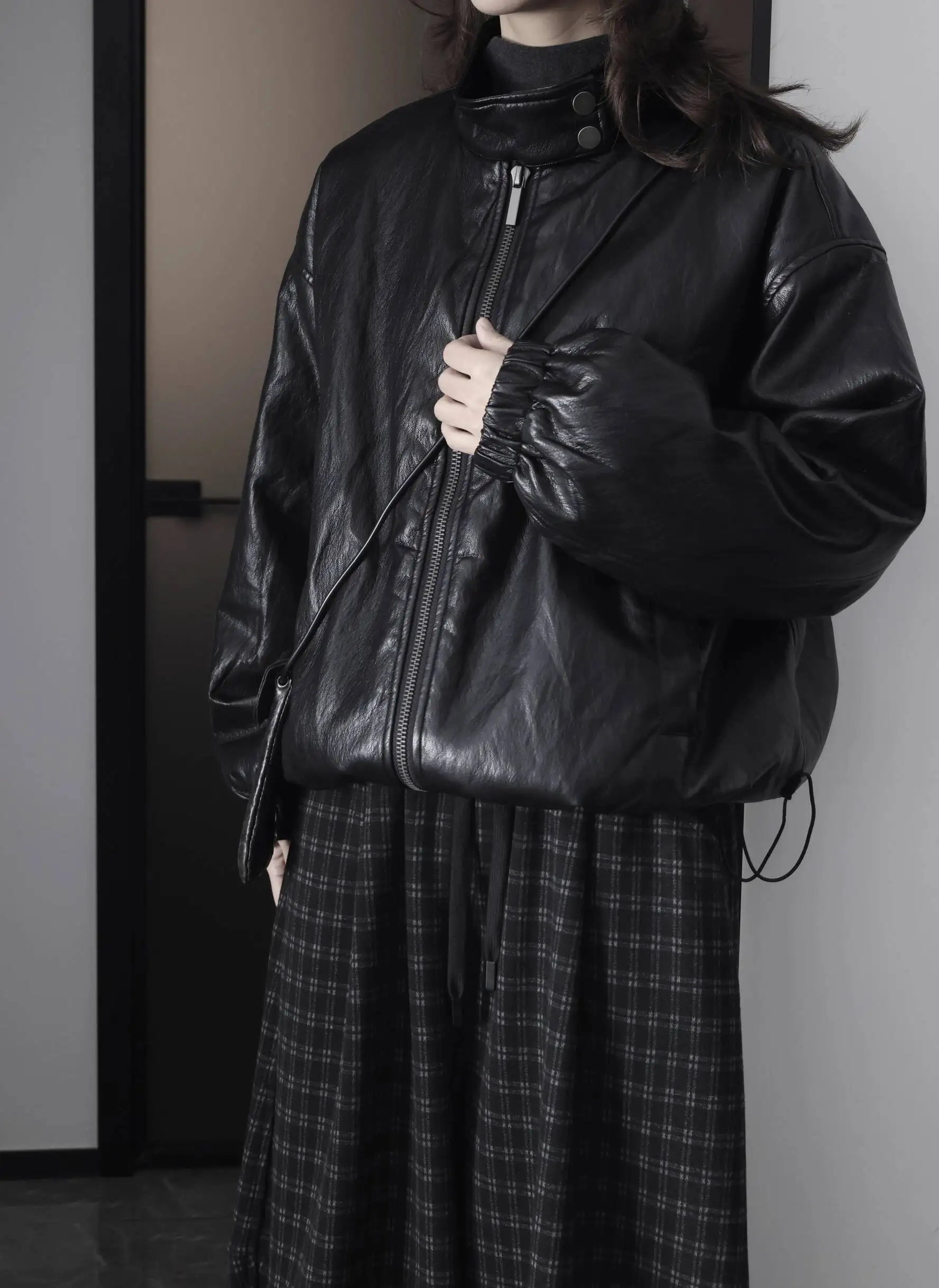 UMI MAO ياماموتو معطف داكن 90 بطة بيضاء أسفل سترة المرأة سترة جلدية مع أسفل ملء سميكة الدافئة Casacos Femininos