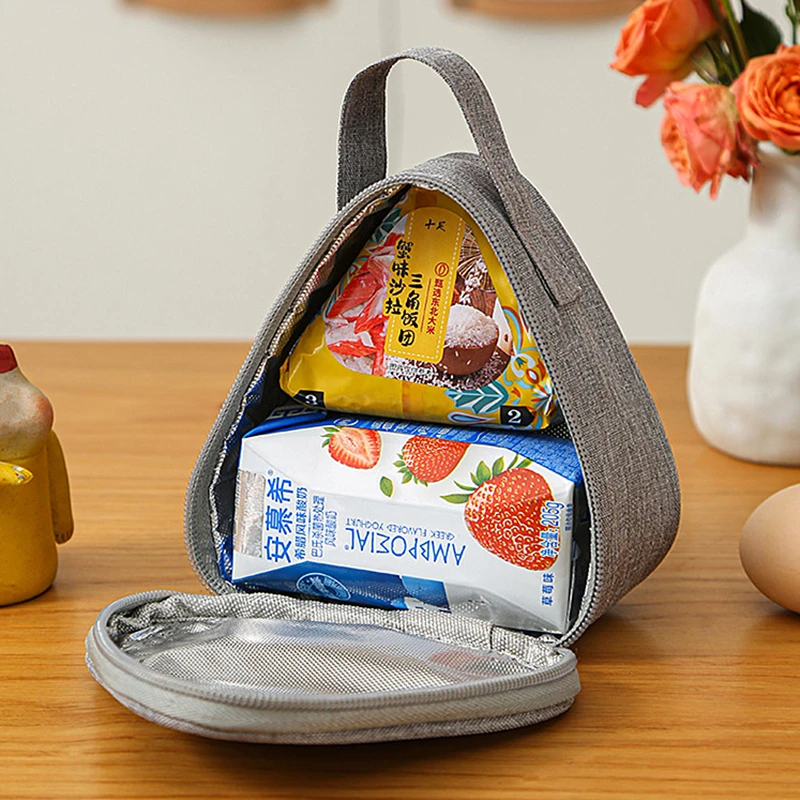 Triangular Mini Aluminum Foil School Lunch Bag for Sandwich Japanese Style Outdoor Bento Lunch Box Bag Oxford Cloth Insulation