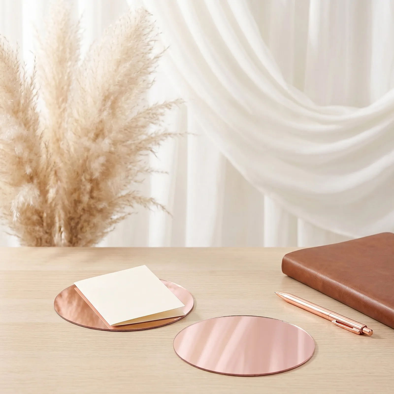 10Pcs Round Acrylic Mirrors 4 Inch Self Adhesive Non Glass Circle Trays for Wedding Table Centerpieces Holders Bedroom