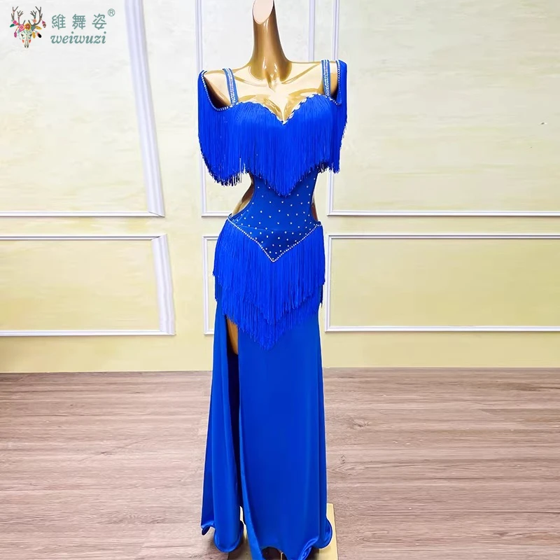 Elegant Belly Dancer Performance Costume Customized Senior Sling Bra AB Stones Tassel Dress Oriental Dance Competition Dresses
