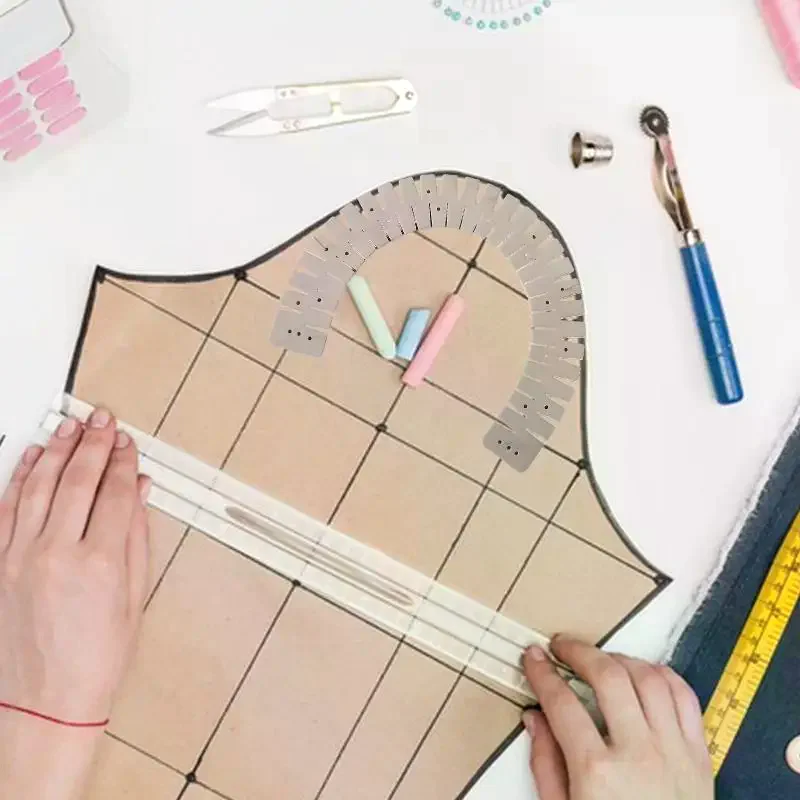 Silicone Hemmer Flexible Curve Scale Hemming Tool Heat Resistant Hem Ruler Sewing Auxiliary Tool For Padding Cloth Pants Fabric