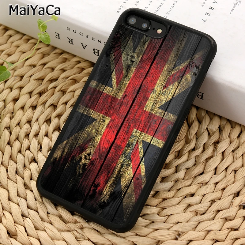 MaiYaCa Union Jack Wood Effect British Flag Phone Case For iPhone 16 15 14 plus 11 12 13 Pro XR XS Max coque Cover Shell