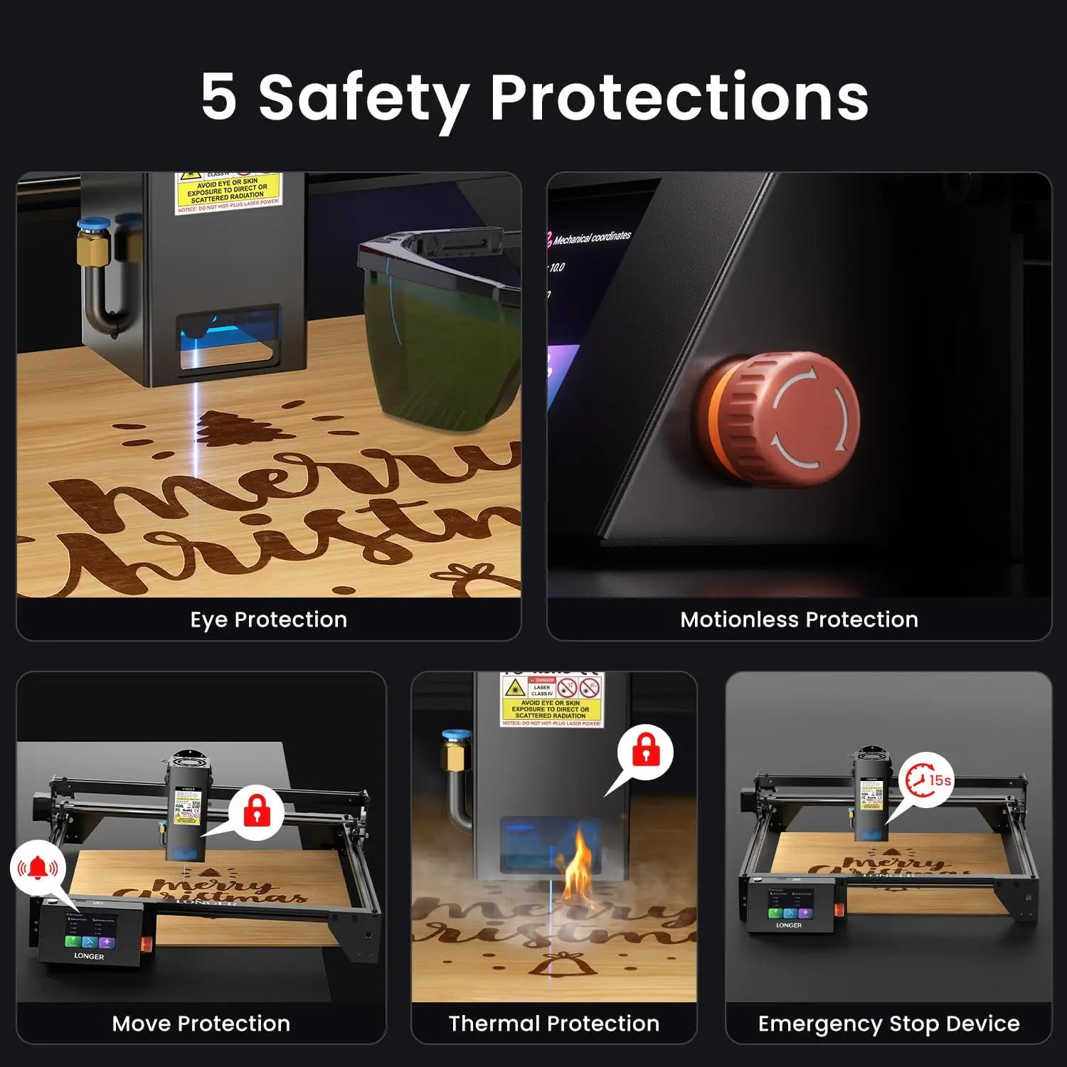 Incisore laser RAY5 da 20 W più lungo con pompa d'aria, letto a nido d'ape da 17,3"x 17,3", rullo rotante e 8 alzate – Tagli e incisioni su legno,