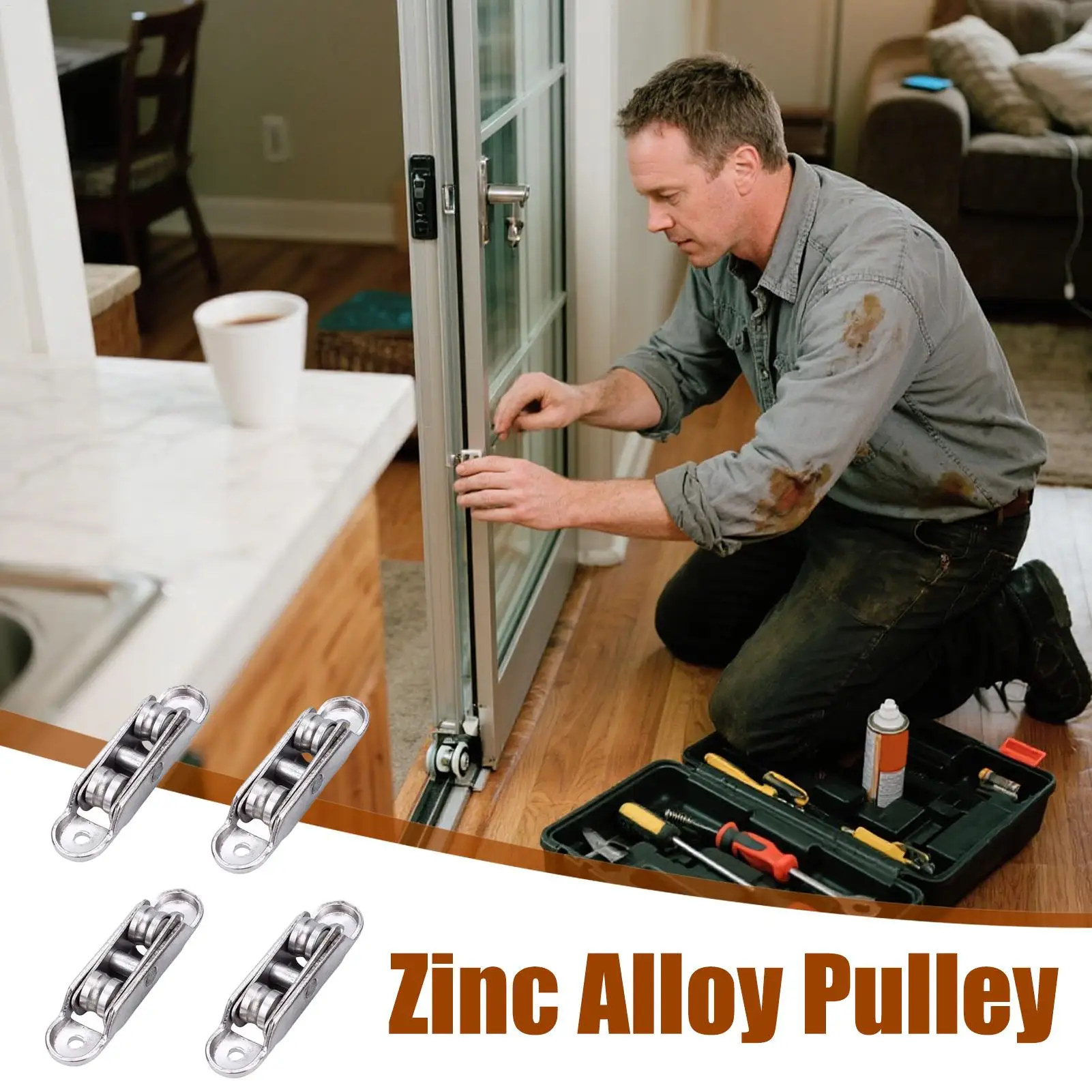 

Замена роликов раздвижной двери, 4 шт., замена оконного шкива, цинковый сплав, двойное колесо, ролик, регулируемый угол, фурнитура для