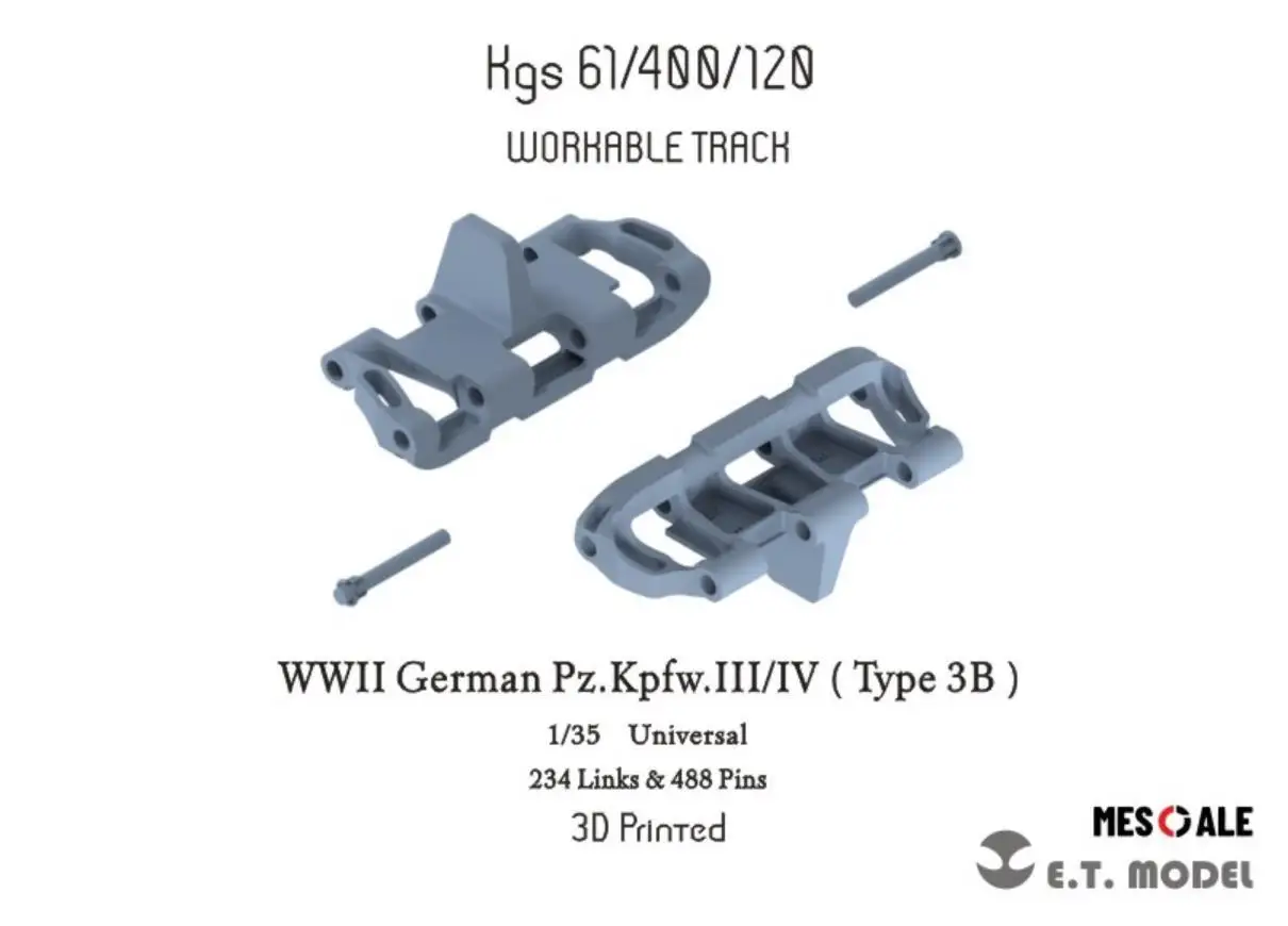 ET MODEL P35-021 1/35 WWII German Pz.Kpfw.III/IV（Type 3B）Workable Track(3D Printed)