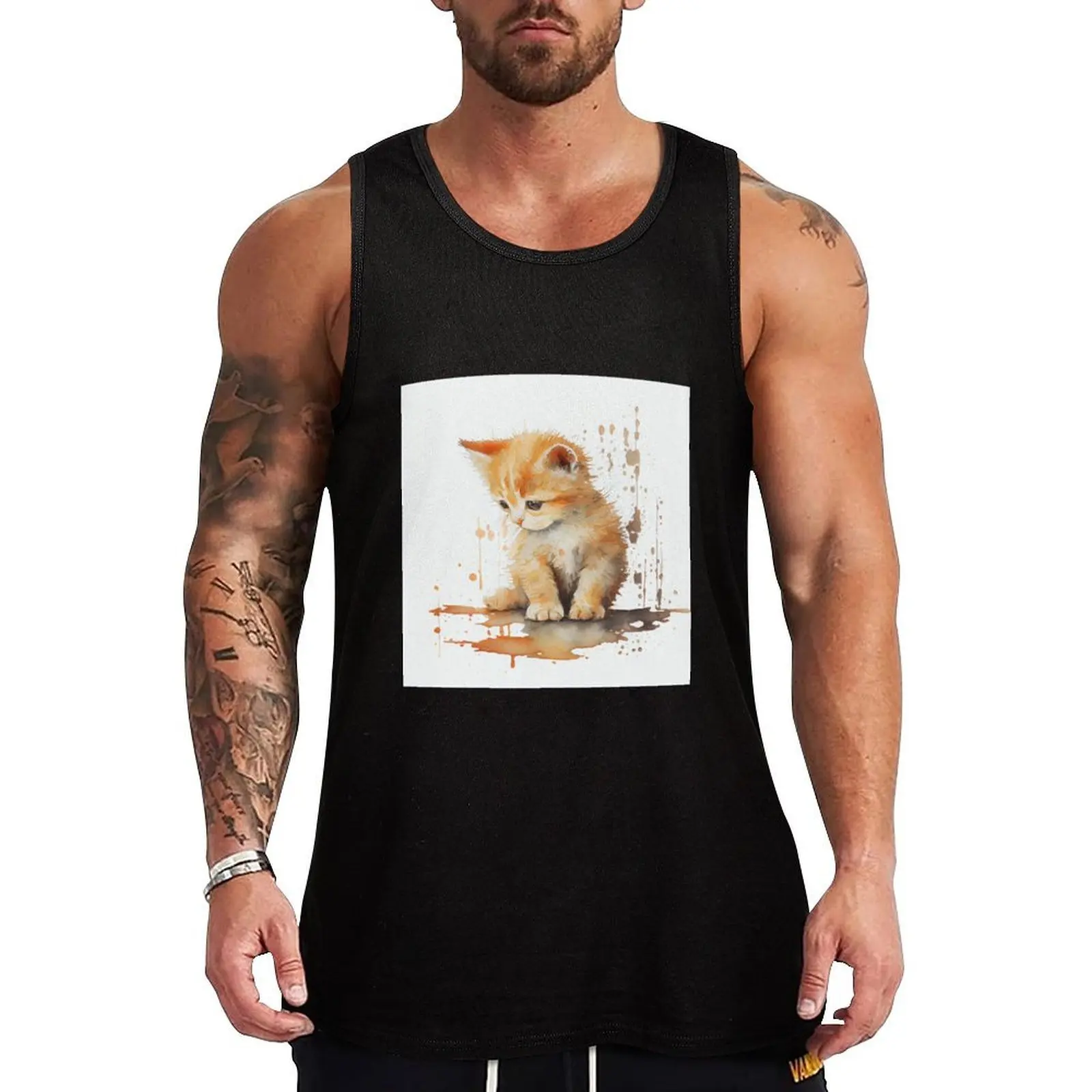 Orange ginger kitten Tank Top Street Style Tank Top Graphic Print Sleeveless Shirt