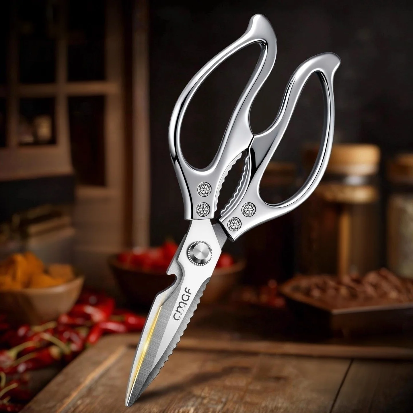 Effort-Saving Home Kitchen Scissors Multi-Functional Strong Chicken Bone Cutting Meat And Fish Killing Special Food BBQ Scissors