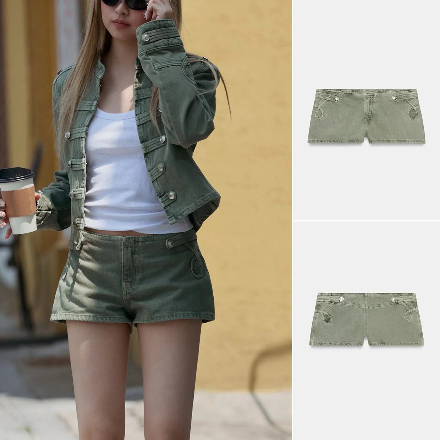 

Summer New Arrival Embroidered Decorative Low Waist Casual Short Pants Women's Fashion Straight Leg Polyester Fiber