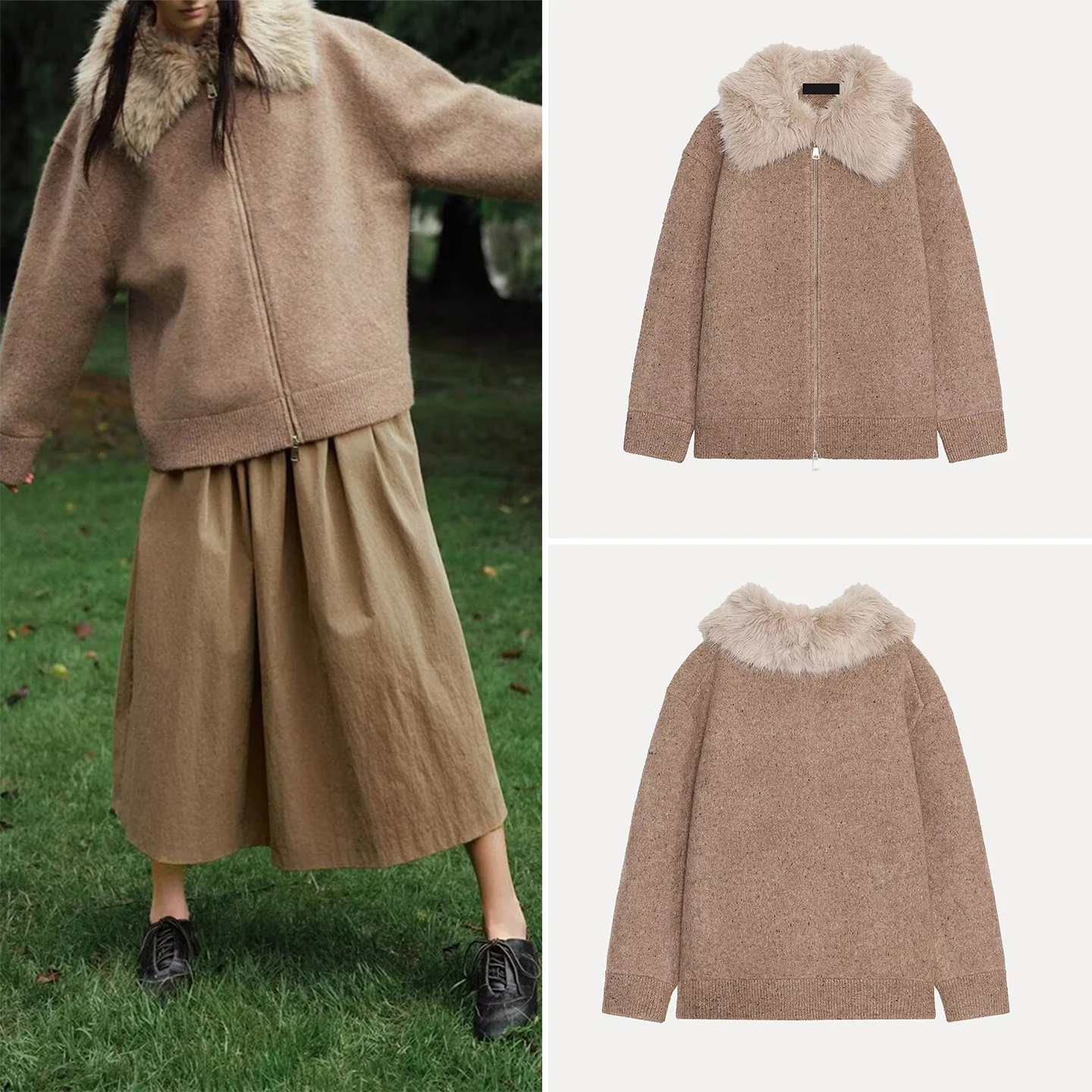 2025 otoño nueva mujer Jaet Stand Collar piel sintética efecto abotonado abrigo ort viaje Sle Stand Fit Z abrigo de mujer