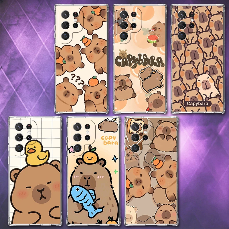 Funny Capybara Cartoon Cute Soft Phone Case For Samsung Galaxy S26 S25 Edge S24 S23 Ultra S21 S20 FE S22 Plus + Pattern Back Cov