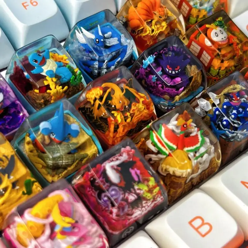 pokemon-gengar-pikachu-dessin-anime-resine-transparent-personnalise-creatif-keycap-sa-haut-clavier-decoration-festival-cadeau-habiller