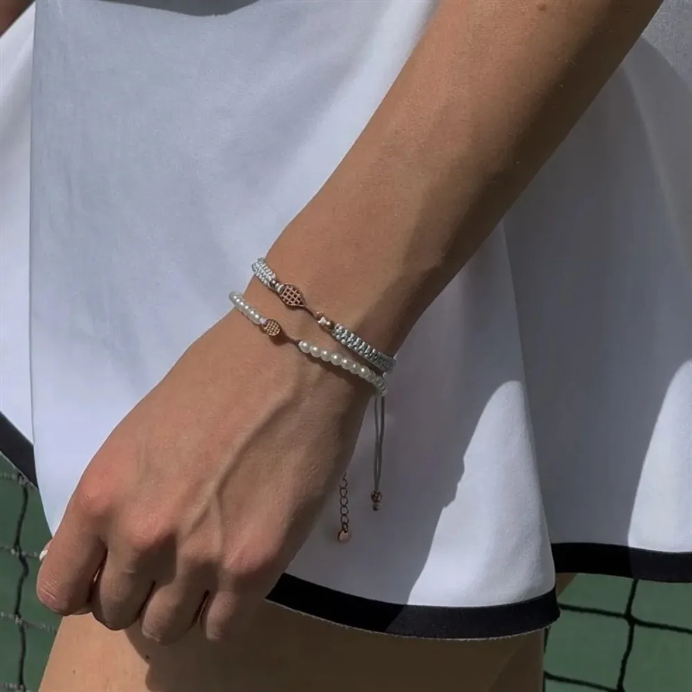 Adjustable Rope Chain Tennis Racket Bracelet Handwoven Lightweight Design Racket Charm Bracelet Vintage Style Copper Material